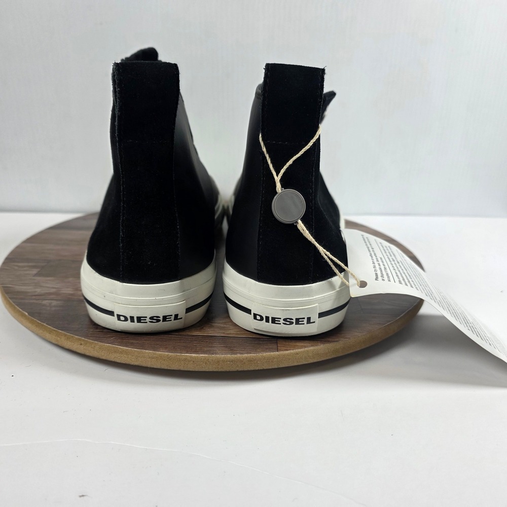 Diesel S-Astico Mzip Sneakers Men 12.5 Black White High Top Leather Suede Zip Up - Picture 5 of 11